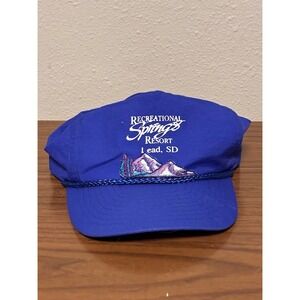 Vintage Nissin Cap Recreational Springs Resort Lead SD Blue Nylon Rope Hat Zip